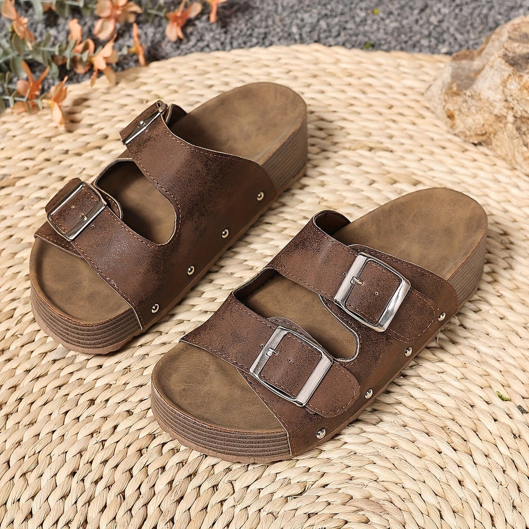 Juniper sandals in coffee brown styled with casual cropped trousers