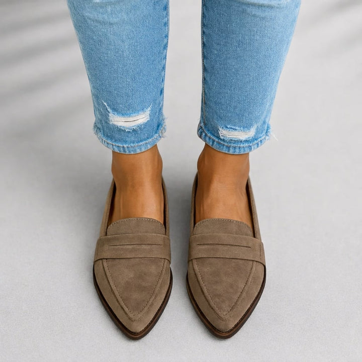 Kaitlyn loafers in multiple color options — black, grey, khaki, and brown displayed together