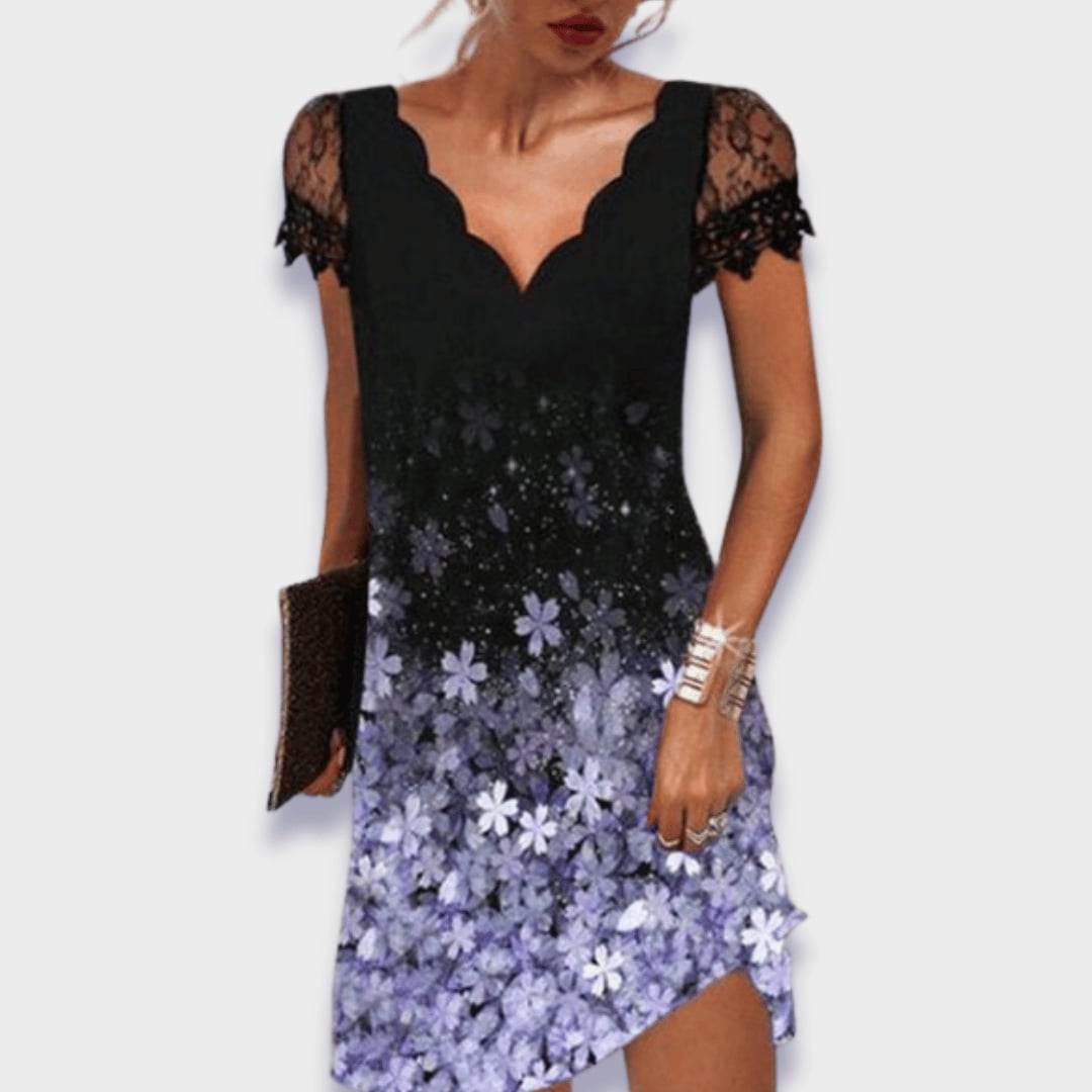 Katherine dress in Purple worn by a model at an evening event