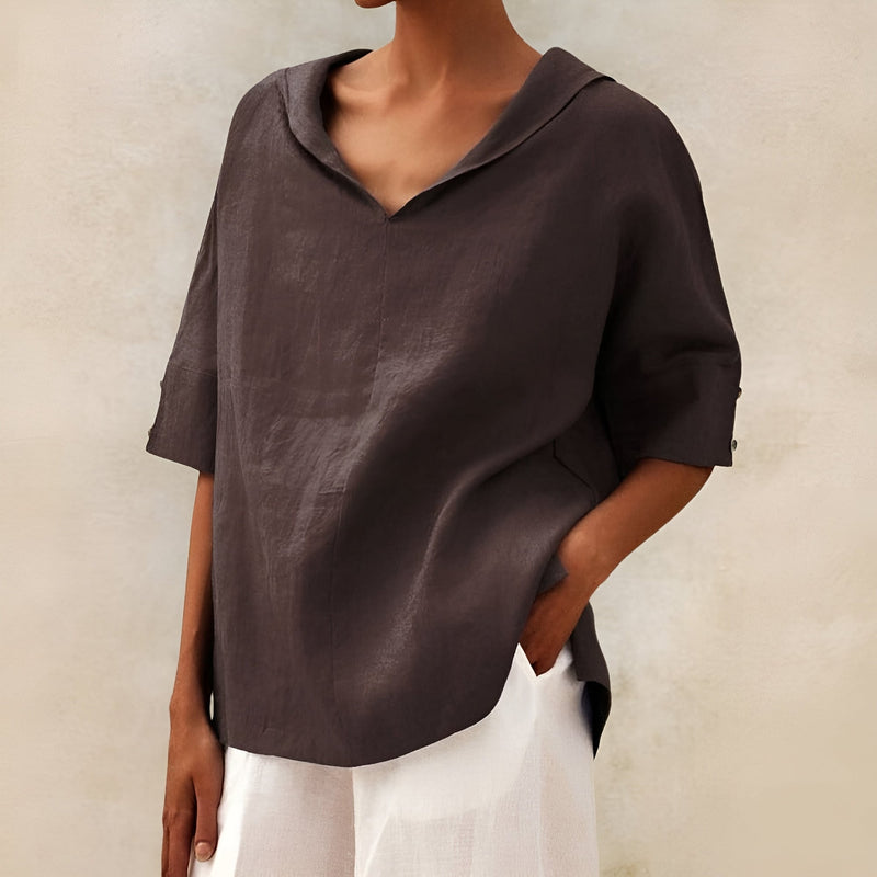 Front view of the Kathleen everyday blouse showing its loose flowing silhouette
