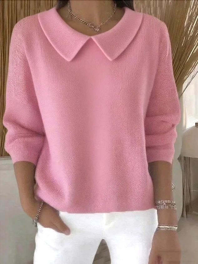 Woman wearing the Katie Classic Sweater in a relaxed, flattering fit — available in multiple colors at Florimay