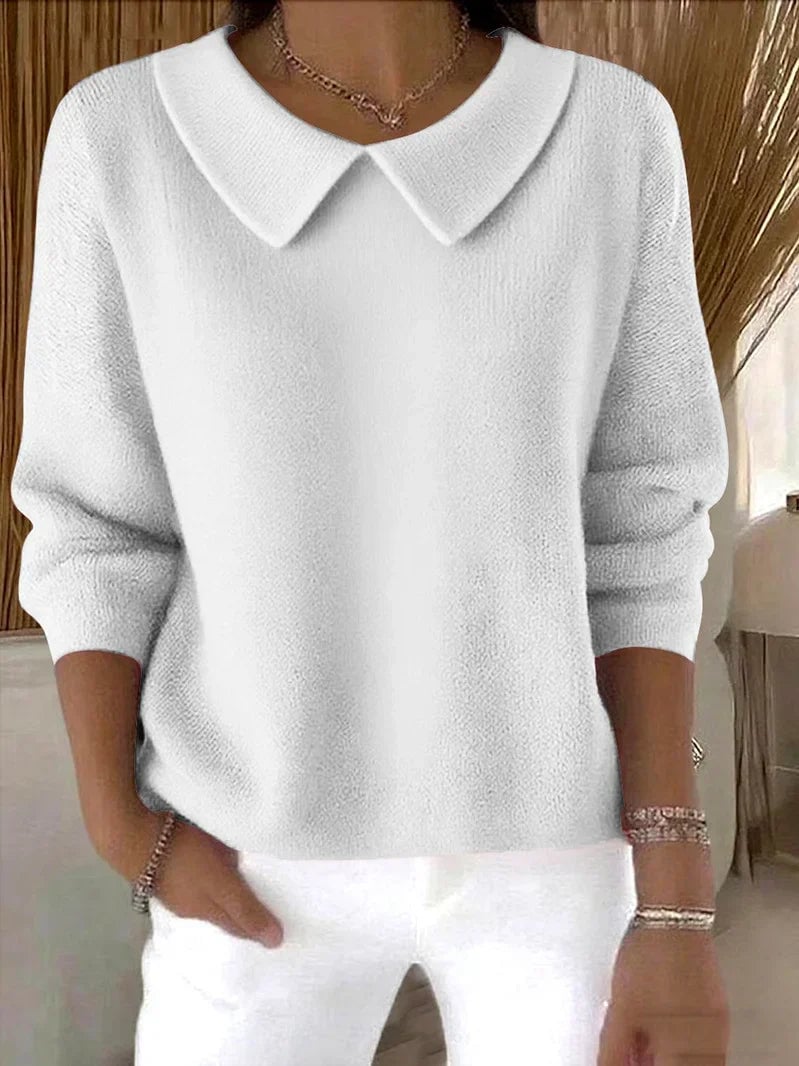 Close-up detail of the Katie Classic Sweater highlighting its soft, skin-friendly fabric and simple silhouette