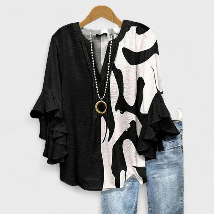 Kay lightweight day blouse in black styled for a polished everyday look