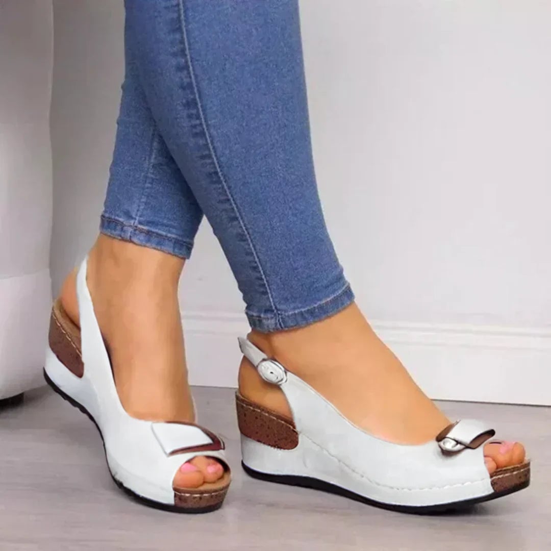 Close-up of Kenzie orthopedic sandal outsole showing textured slip-resistant traction pattern