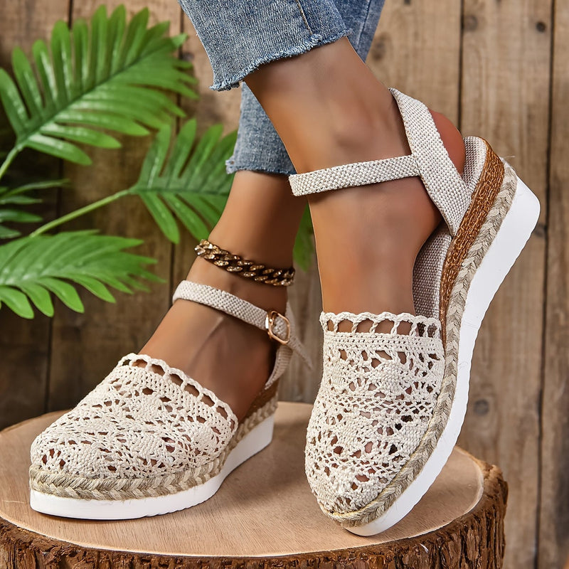 Lantana orthopedic sandals in beige, top-down view highlighting the anatomically designed footbed and strap detail
