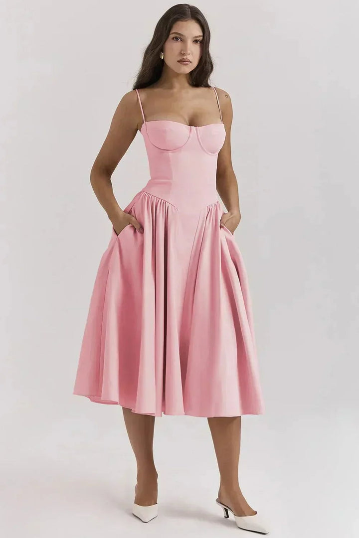 Back view of the Lark tank maxi dress showing clean lines and graceful drape