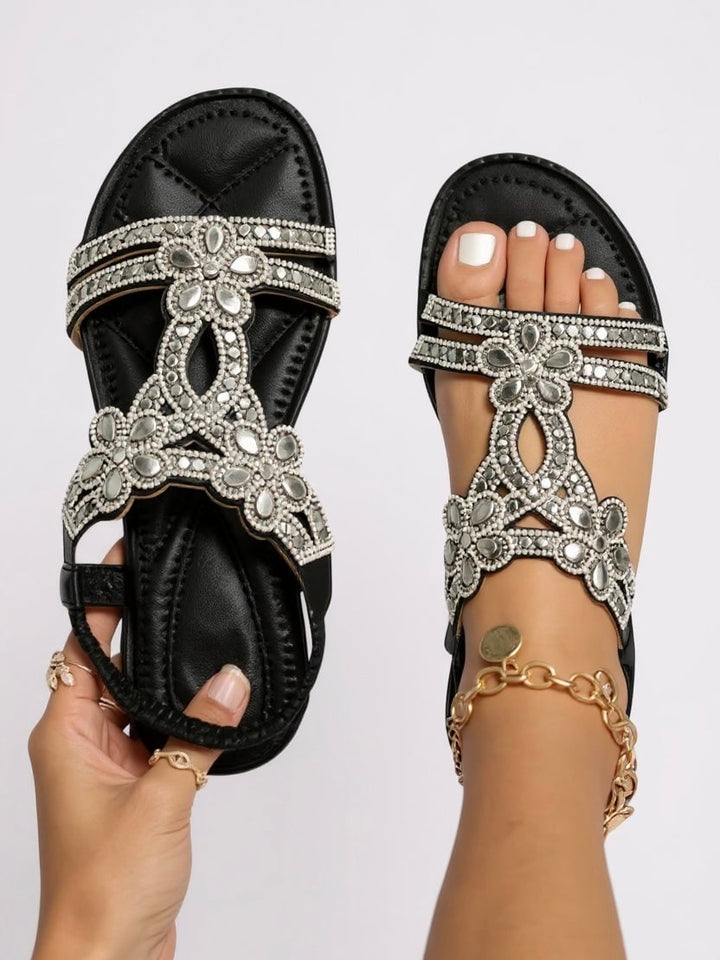 Larkspur sparkle sandals in silver with light-catching embellishments on a clean background