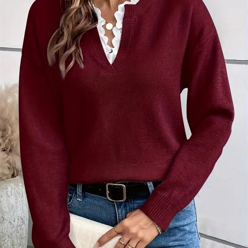Close-up of Leonie sweater fabric texture showing soft, smooth knit detail