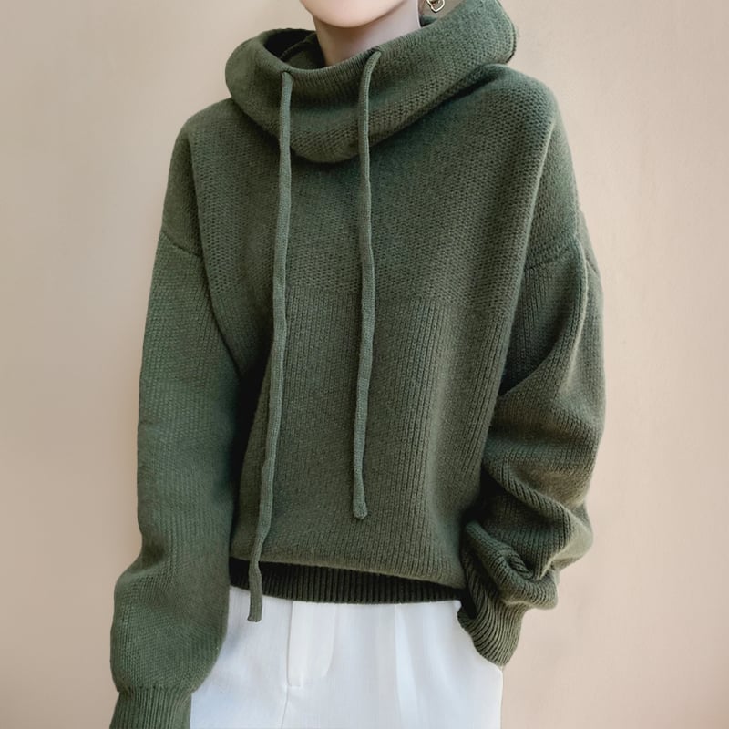 Front view of the Luna hoodie in brown showing flattering everyday fit