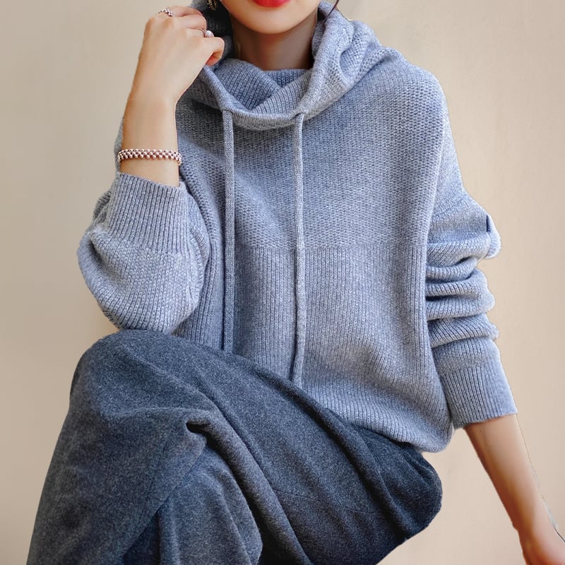 Close-up detail of the Luna hoodie fabric texture and cozy finish in blue