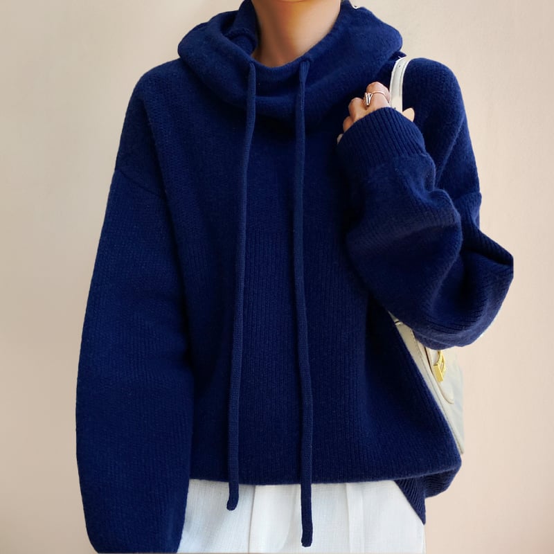 Flat lay of the Luna hoodie in all four color options: green, brown, dark blue, and blue