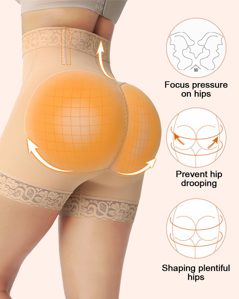 Back view of black shapewear shorts highlighting butt-lifting curve enhancement