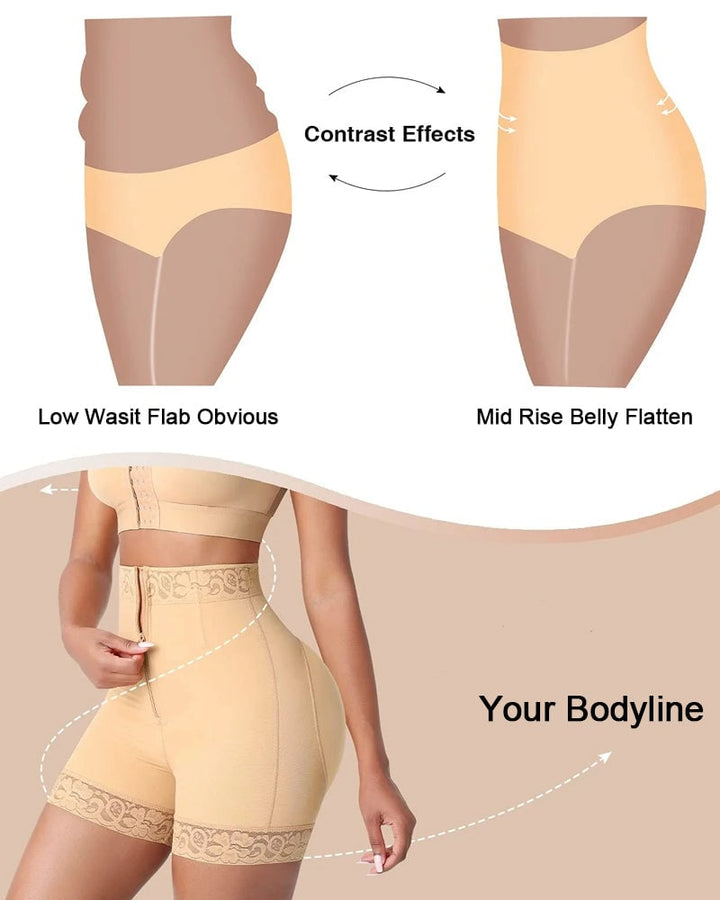 Detail shot of breathable lightweight fabric on black shapewear shorts