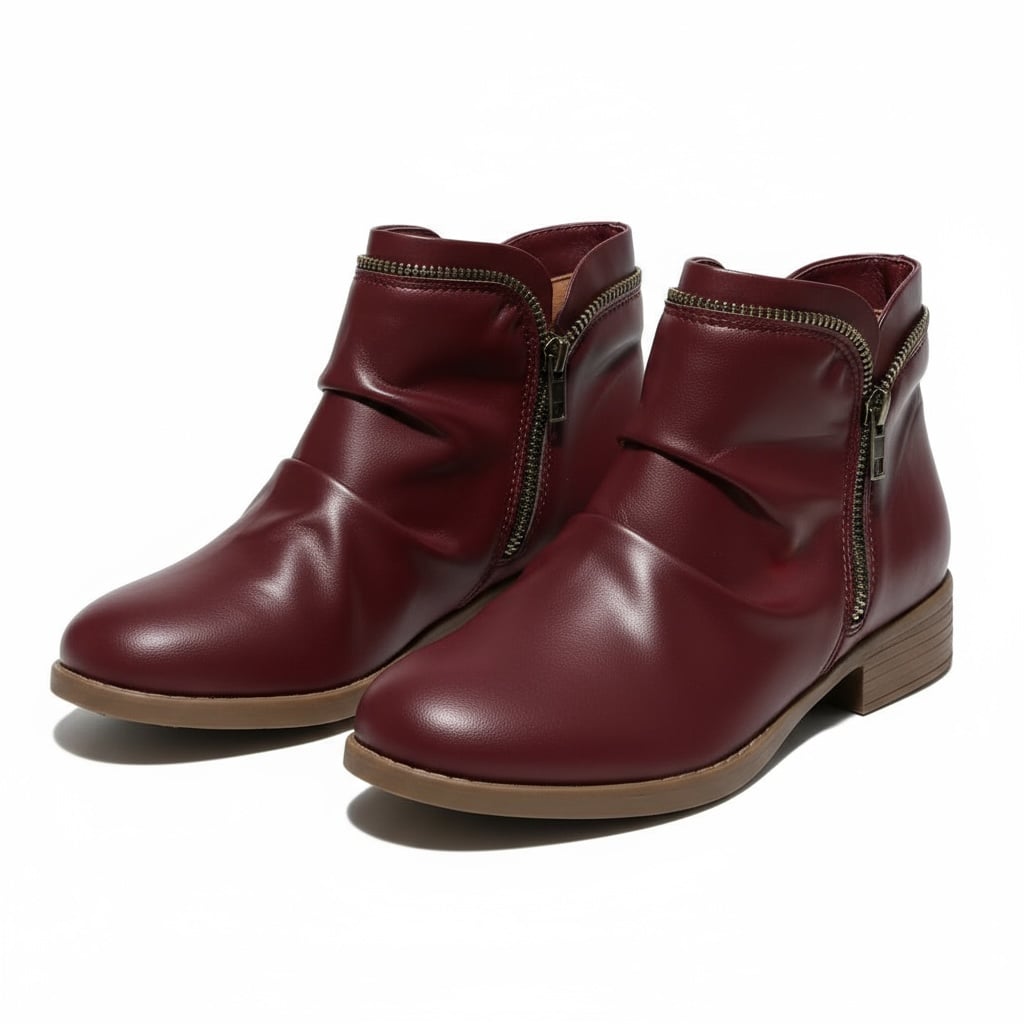 Detail shot of Lisa orthopedic boot toe box and upper stitching in red