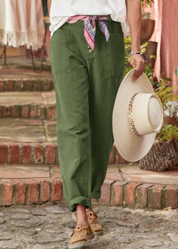 Full-length view of model in Florimay elegant relaxed trousers on a breezy outdoor setting
