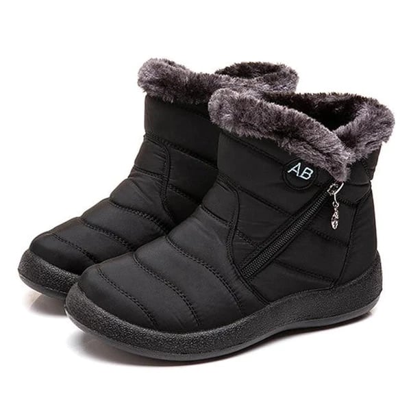 Women's Lori OrthoFit soft sole winter boot in black showing mid-calf silhouette and plush lining detail