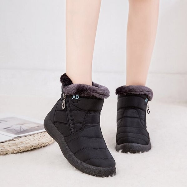 Lori OrthoFit winter boot in blue showing plush interior lining