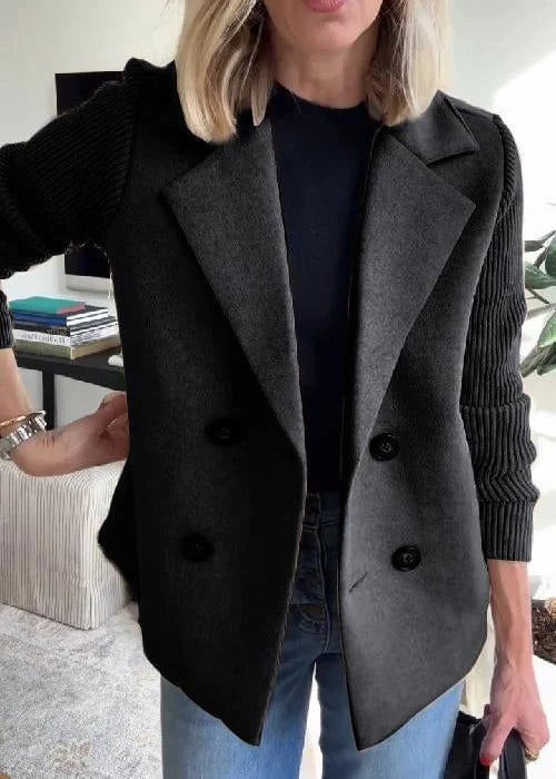 Side profile of the Lumière Elegant Tailored Coat highlighting its streamlined, figure-flattering fit