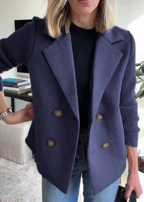 Lumière Tailored Coat styled for a chic everyday look, available in Pink, Beige, Black, Blue, and Green