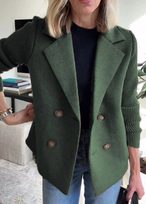 Full-length back view of the Lumière Elegant Tailored Coat showcasing its mid-length cut and sophisticated silhouette