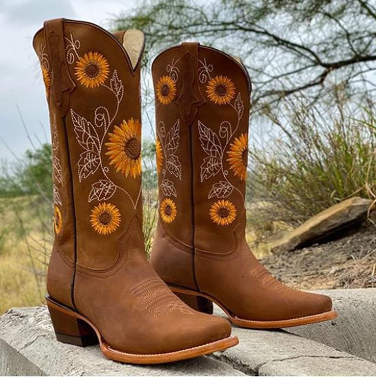 Overhead shot of Luna mid-calf bohemian boots showing sole detail and overall boot shape