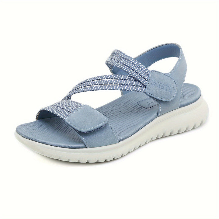 Luna sandal in black, sole view showing impact-absorbing base