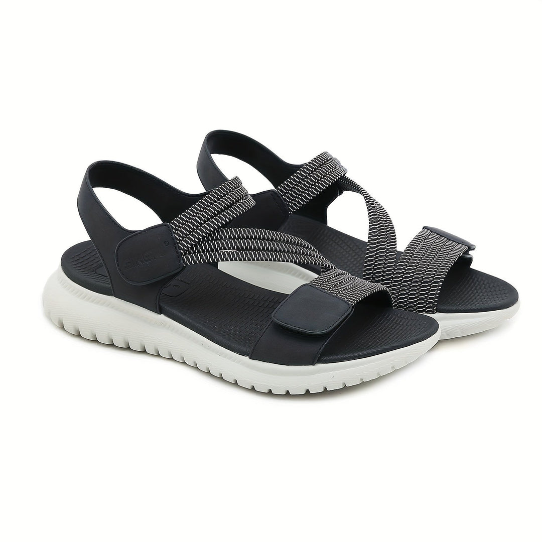 Luna sandal in blue, side profile on white background
