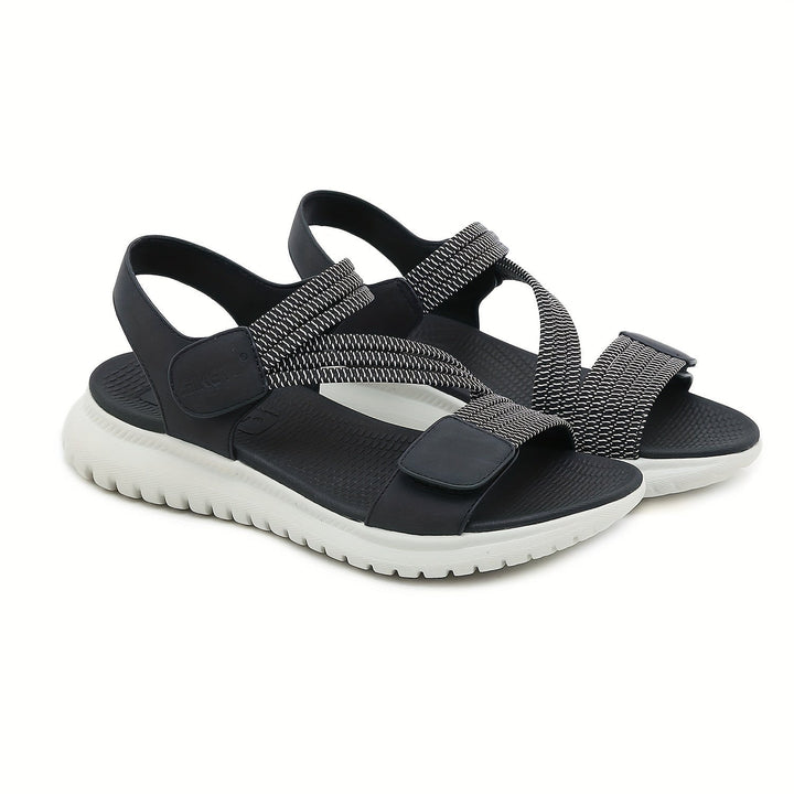 Luna sandal in blue, side profile on white background