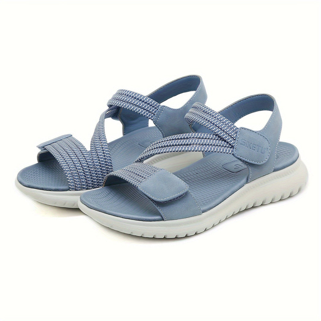 Luna sandal in blue, three-quarter angle view