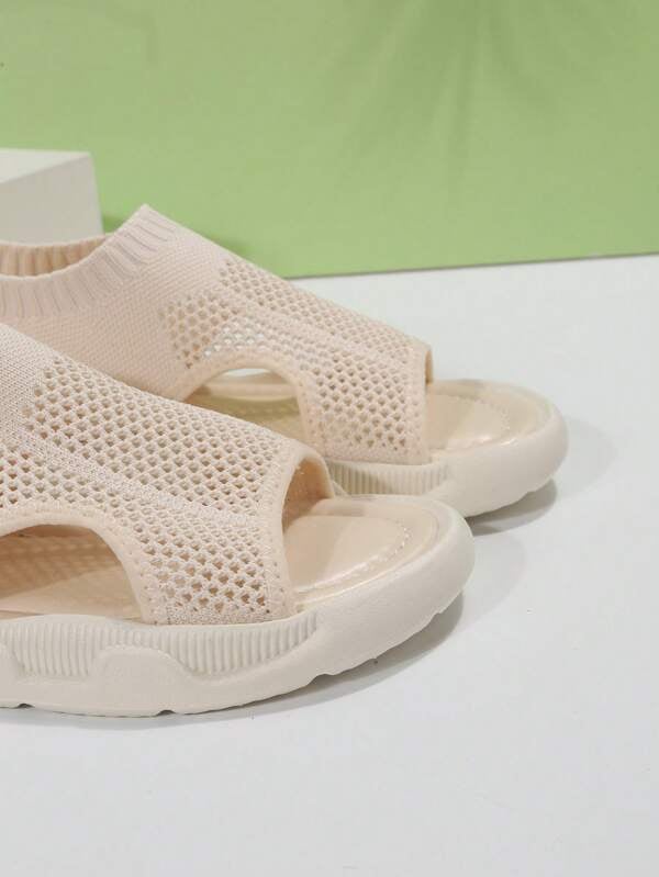 Luna knit platform sandals in black, front view against a clean background