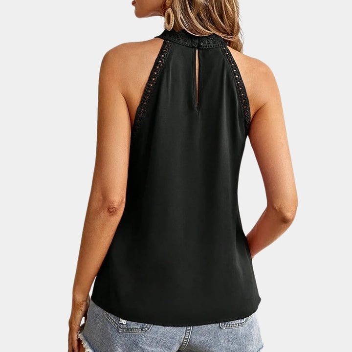 Luna halter top in yellow styled for a summer outfit with sandals