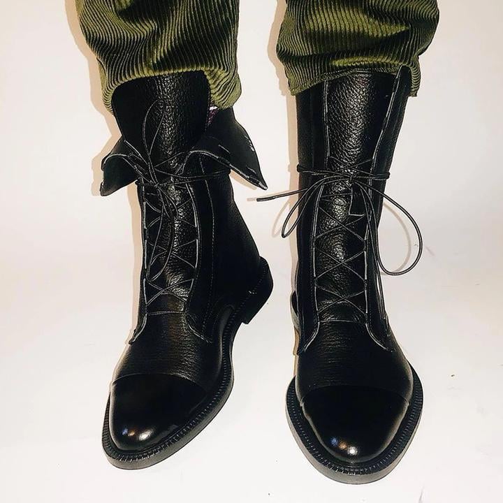 Luna heeled boots standing upright showing full boot height and heel