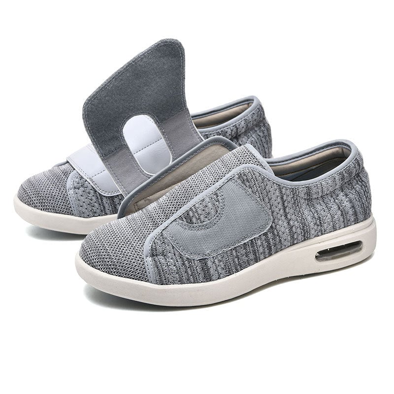 Magnus extra wide diabetic walking shoes for men in gray with adjustable hook-and-loop straps and breathable mesh upper