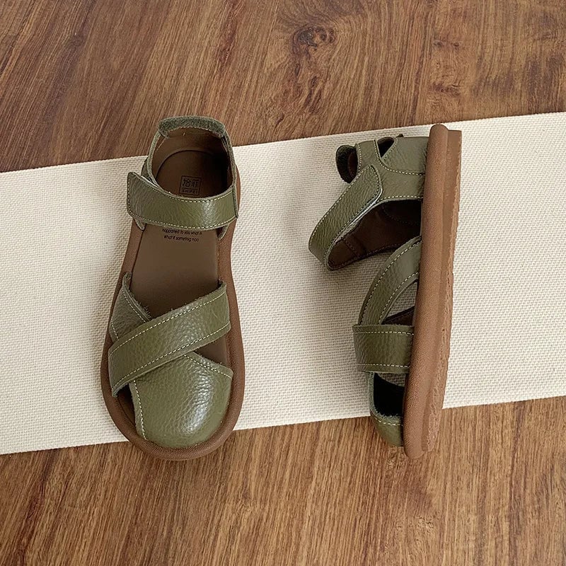 Maisie sandals in apricot displayed on a light background highlighting adjustable strap closure