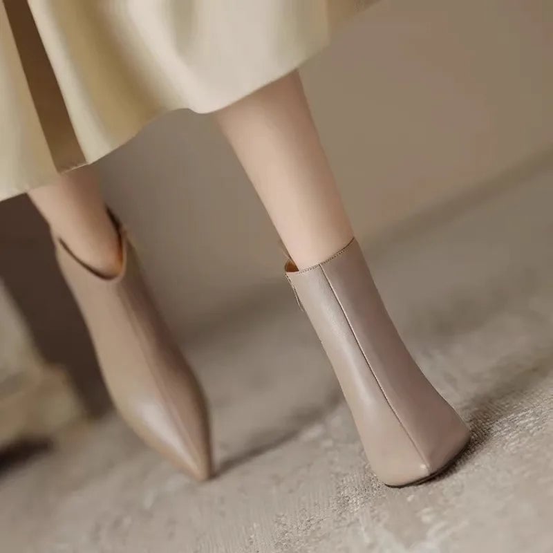 Maja kitten boots in khaki flat lay on a neutral background