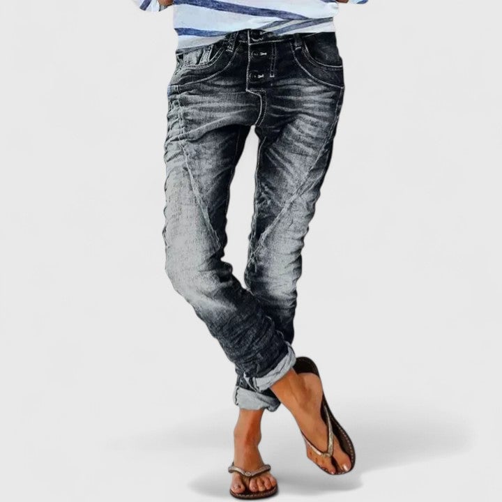 Marcella wide leg jeans in multiple color options including black, gray, and blue