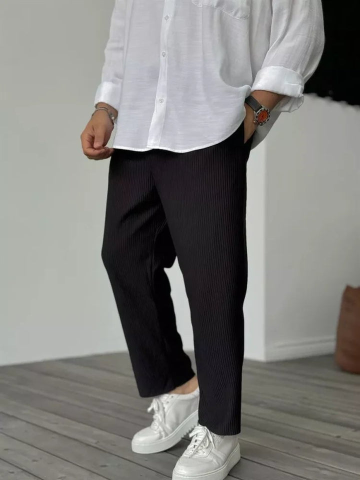 Back view of the luxurious soft everyday trousers showing expert tailoring and clean finish