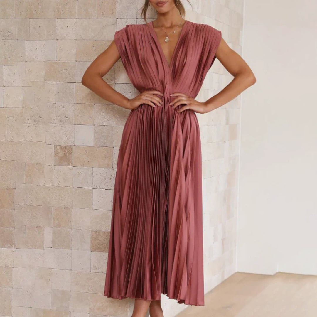 Maren dress in Black, full-length front view on model