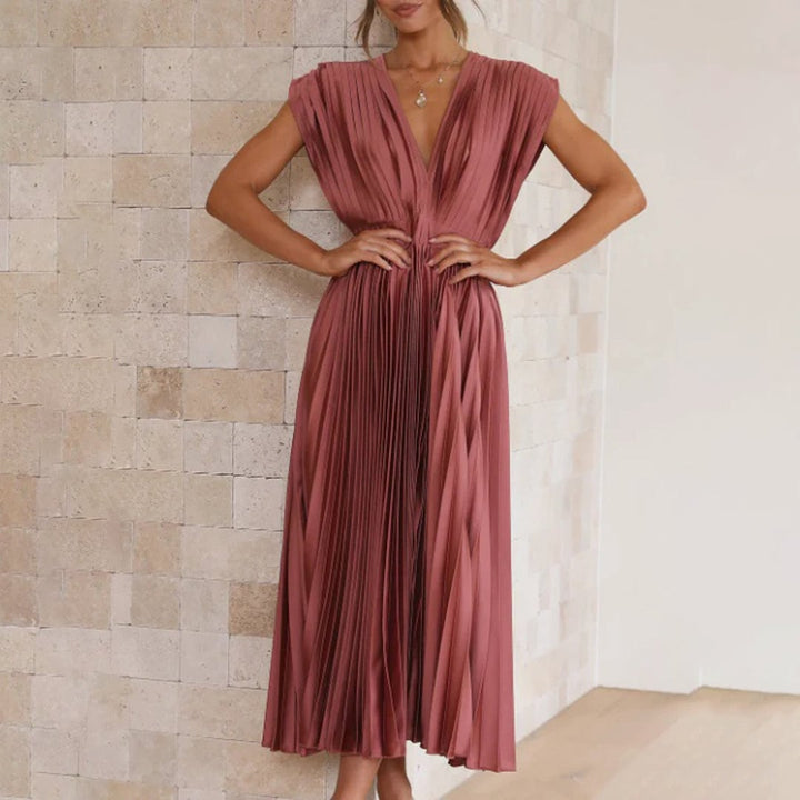 Maren dress in Black, full-length front view on model