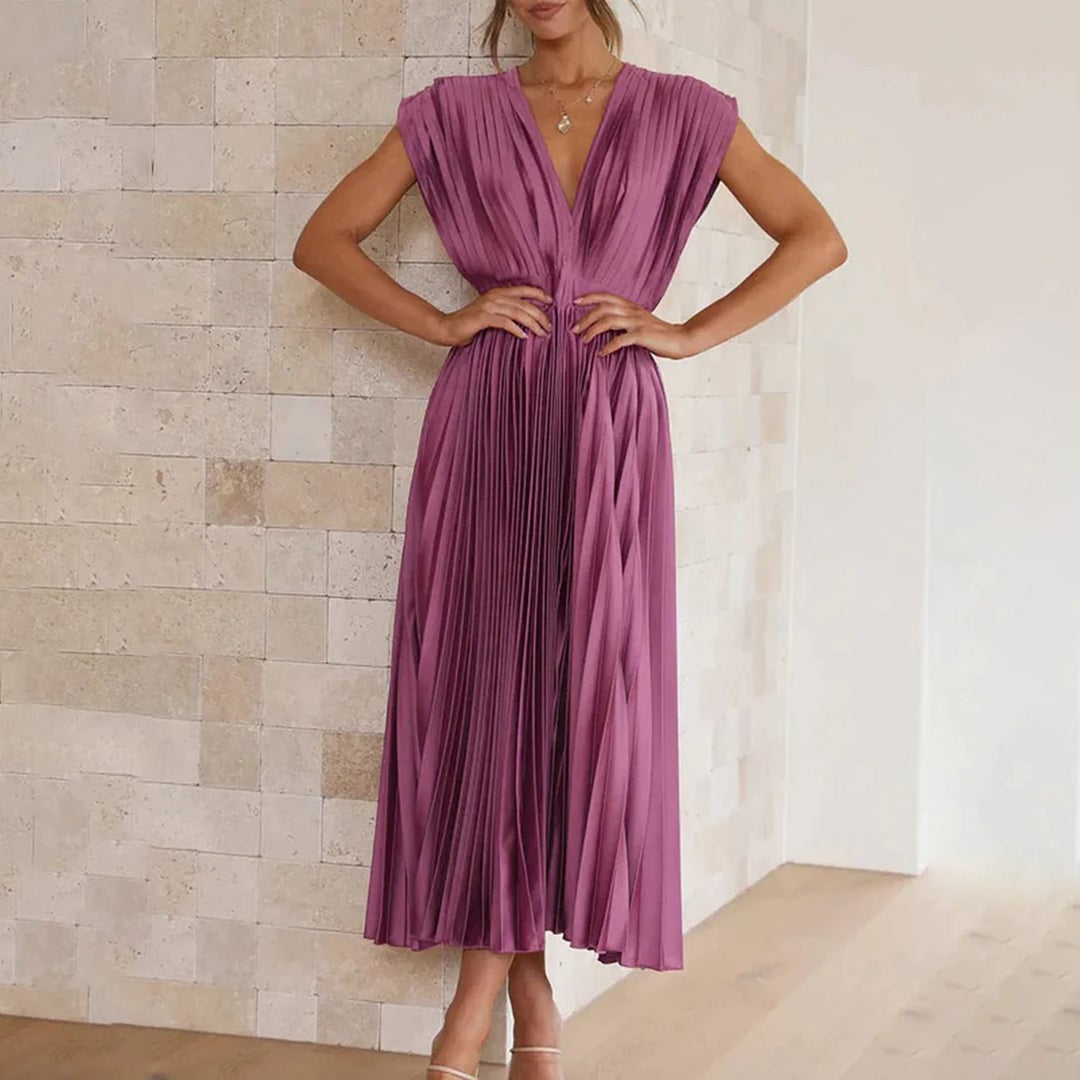 Maren dress in Green, full-length front view showing the elegant silhouette