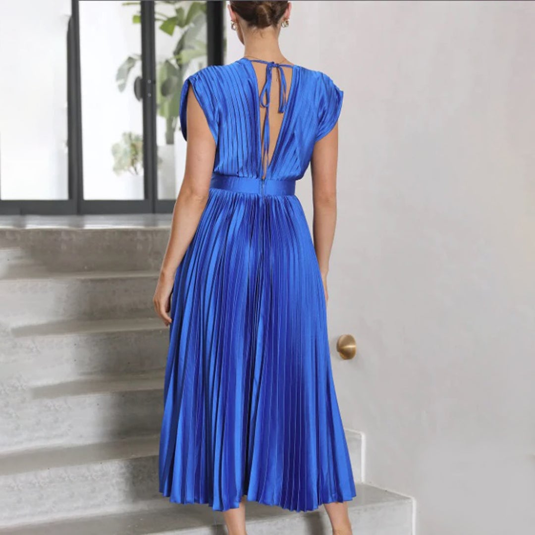 Detail shot of the flowing hem on the Maren dress