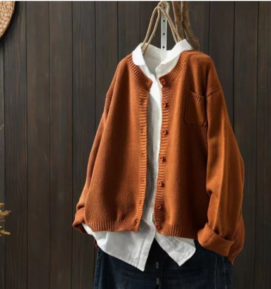 Yellow relaxed oversized cardigan styled casually, showing oversized silhouette