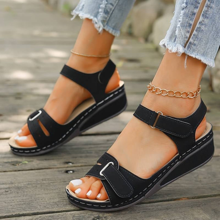 Margaux orthopedic sandals in brown, front view