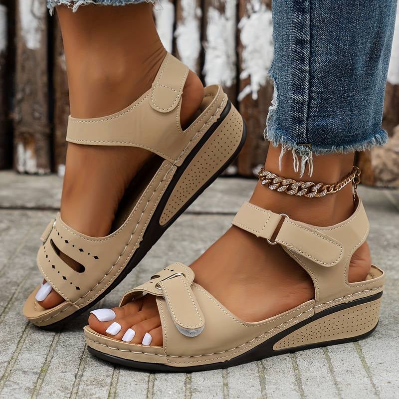 Close-up of Margaux sandal sole showing cushioning and arch support detail