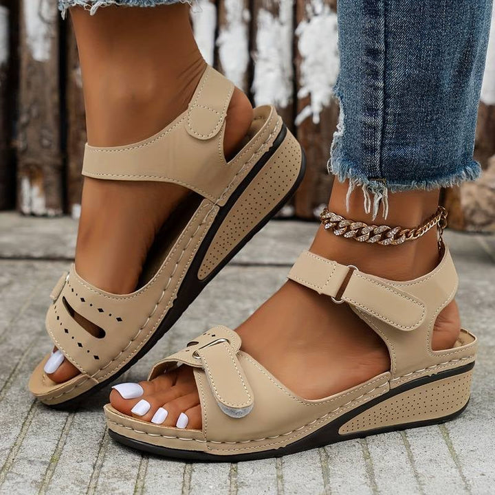 Close-up of Margaux sandal sole showing cushioning and arch support detail