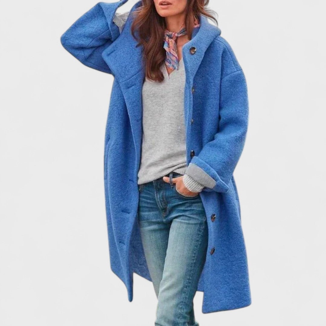 Side profile of the city jacket showing its streamlined shape and cozy layering potential