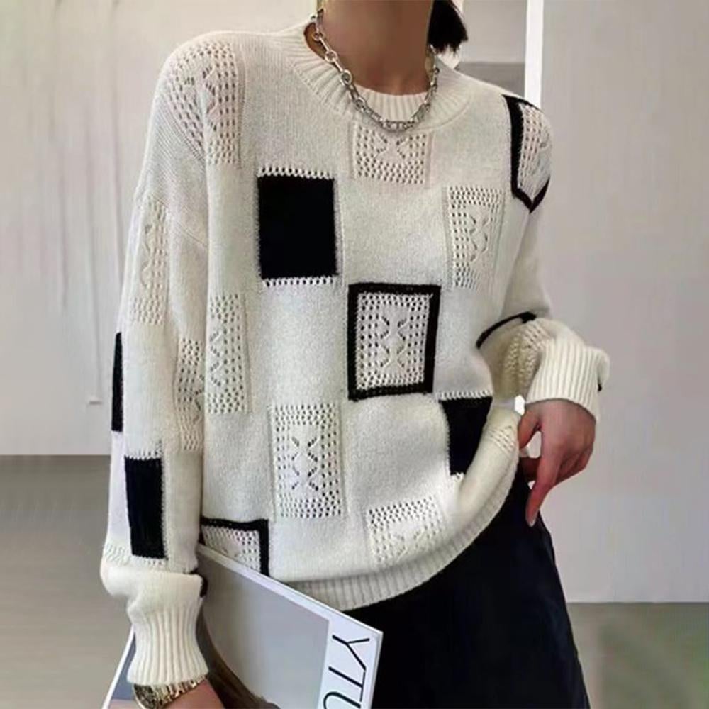 Yellow patchwork sweater flat lay highlighting the color and knit pattern