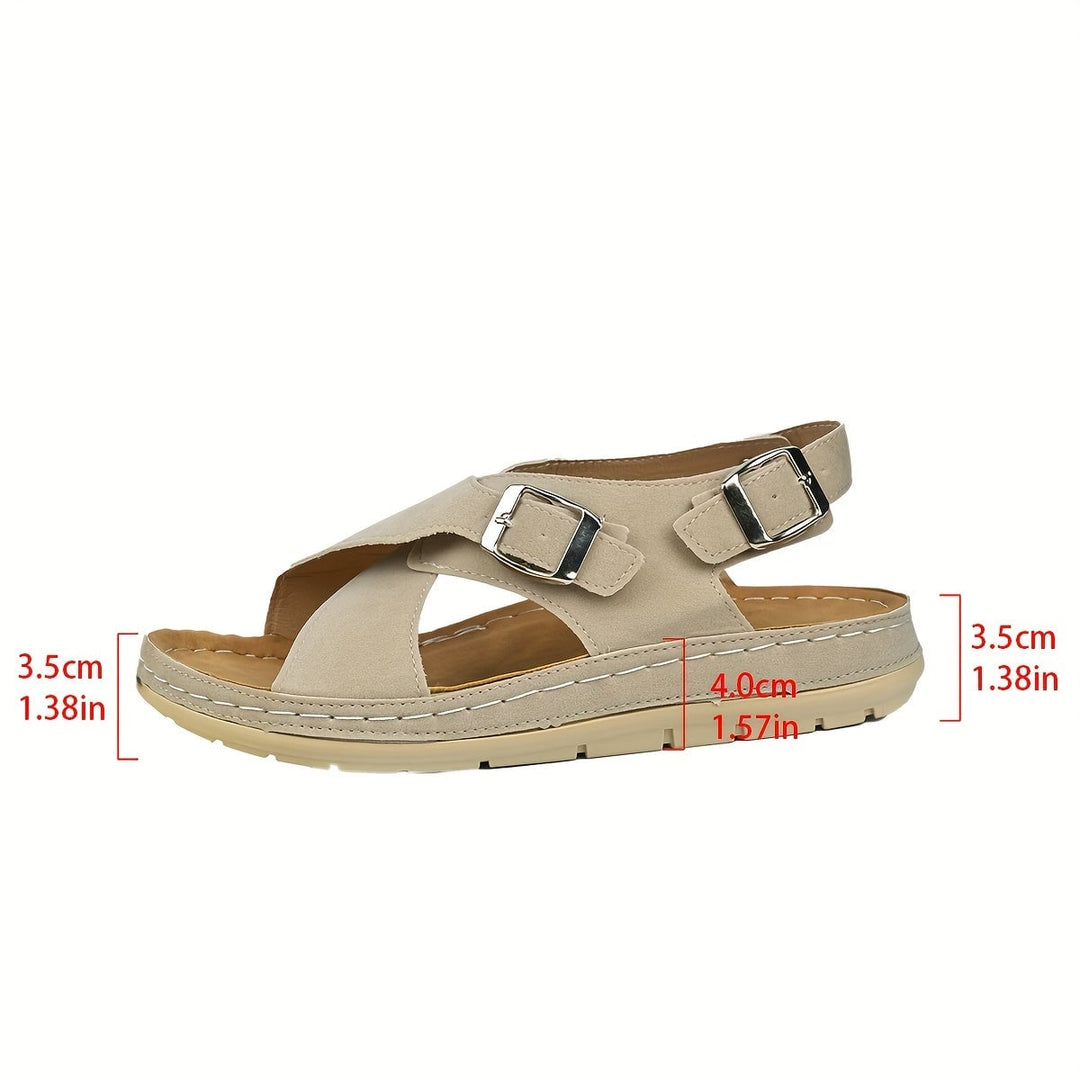 Side profile of Marguerite light brown sandal showing flexible sole