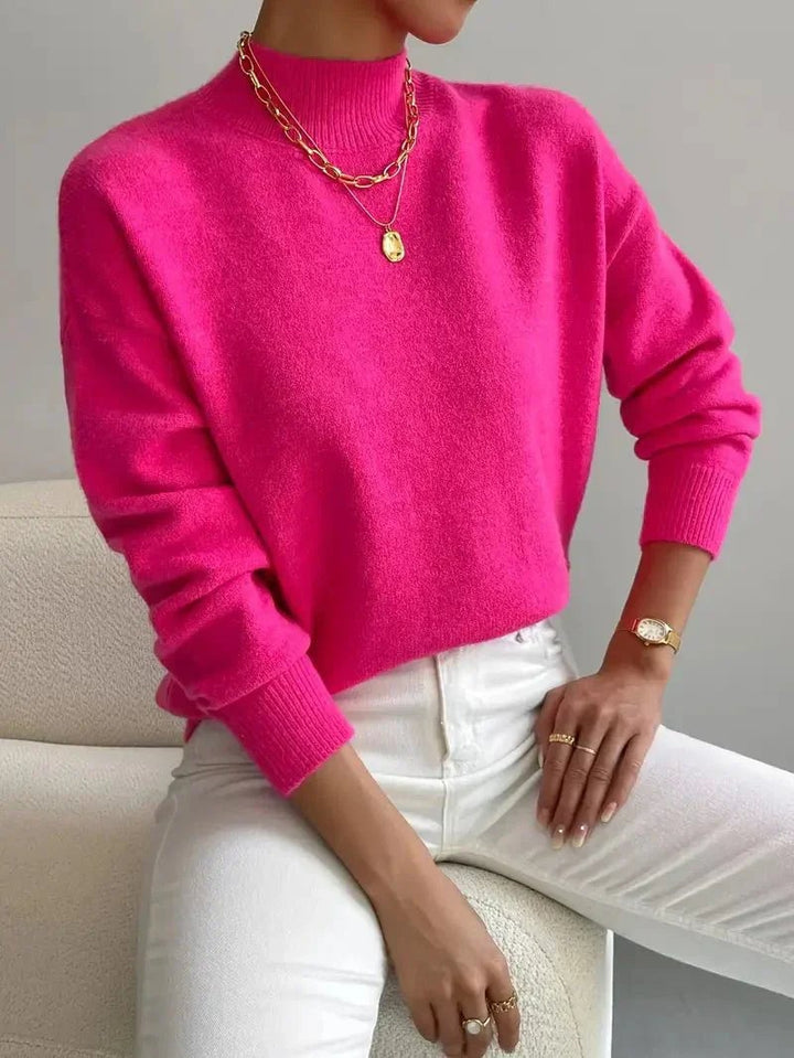 Yellow turtleneck sweater styled for a bright and cheerful everyday look