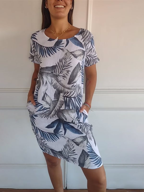 Front view of the Marilyn dress showing the classic round neckline and gently contoured silhouette